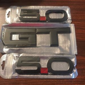 NWT GT Emblem+5.0 emblem x 2 for Ford Mustang Badge Decal(Matte Black 1)